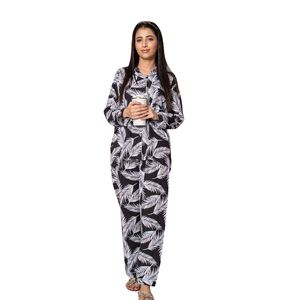 Conjunto de Pijama de Satén con Estampado Floral Blanco y Azul para Mujer, Camisa de Manga Larga con Botones y Pantalones a Juego, Ropa de Dormir Elegante, Ropa de Estar por Casa, OEM - Product Image 1