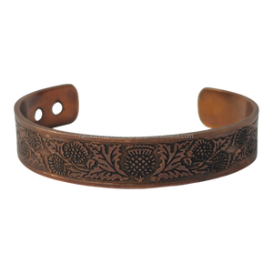 Brazalete de Cobre Antiguo Forjado a Mano con Triple Imán, Joyería Terapéutica Grabada para Vitalidad, Enfoque Mental y Sanación Holística - Product Image 3