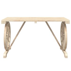 Table de jardin extérieure en bois de sapin massif brun décoratif avec incrustations - Product Image 4