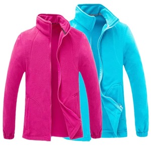 Custom Women Polar Fleece Jacket Sky Blue Red Lime Green Magenta Yellow Pink <b>Stand</b> Collar Full Zip Up Warm Outdoor Coat - Product Image 3