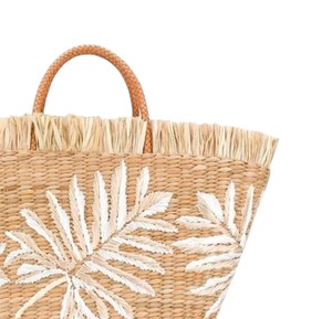 White Palm Leaf Seagrass Handbags Braided Handle Woven <b>Straw</b> Tote <b>Bag</b> Fashion Women <b>Summer</b> Beach Purse OEM ODM - Product Image 3