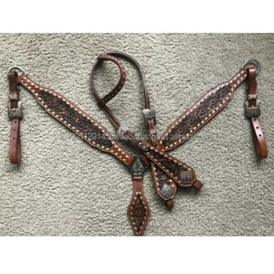 Cabecera de caballo de diseño personalizado de alta calidad con coraza a la venta del proveedor de la India Cabecera y coraza de cuero - Product Image 2