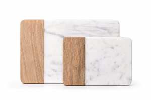 Planche à découper personnalisée en bois d'acacia et marbre avec poignée, gravure laser, personnalisable, bloc de découpe en bois et marbre - Product Image 4