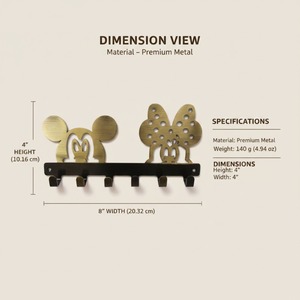 SHUBHAM Brass Art Deco <b>Wall</b> Mounted <b>Key</b> <b>Holder</b> & Coat Hook Organizer for Entryway Housewarming Decor - Product Image 4