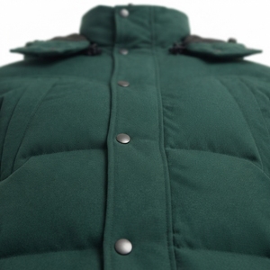 Veste d'hiver matelassée à capuche pour homme, vert uni, coupe-vent, décontractée, col montant, fermeture à boutons - Product Image 4