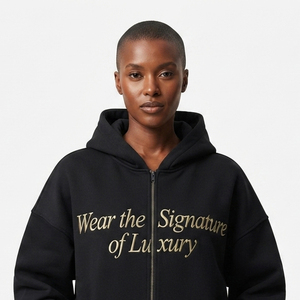 Sweat-shirt à capuche surdimensionné à fermeture éclair sur le devant, imprimé sur mesure, style streetwear, avec poches, haute qualité, 100% coton - Product Image 4