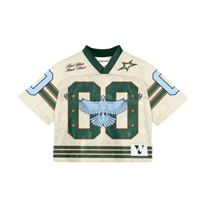 2026 Boxy Oversized American Football Jersey Cropped Mesh Streetwear Retro <b>Hip</b> Hop Custom Fashion Shirt 100% Polyester Quick Dry - Product Image 2