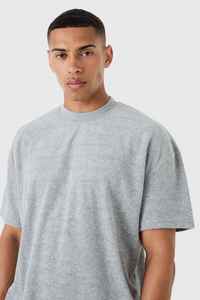 Camiseta de Cuello Redondo Gris para Hombre, Color Sólido, Tejido de Algodón, Informal, para Verano, Manga Corta, Estilo Liso Teñido - Product Image 6