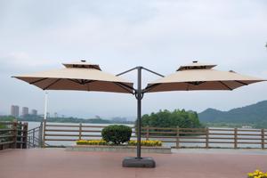 Parasol cantilever haut de gamme en aluminium 3x3m à deux têtes pour mobilier d'extérieur - Product Image 3