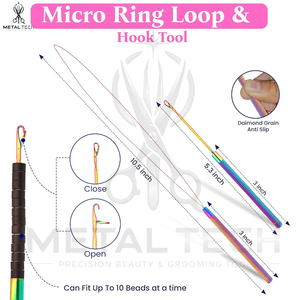 Herramientas Esenciales para la Instalación de Extensiones de Cabello Salon Pro: Alicates de Crimpado de Acero Inoxidable Color Arcoíris, Enhebrador de Extensiones, Estuche de Almacenamiento - Product Image 3