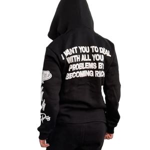 เสื้อฮู้ดผ้าคอตตอนโอเวอร์ไซส์สำหรับผู้ชายชุดวอร์มผ้าคอตตอนแบบสวมหัวมีฮู้ดพิมพ์ลายแบบสวมหัวพร้อมกางเกงวิ่ง - Product Image 3