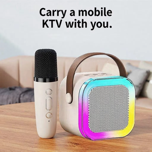 Altavoz de karaoke portátil con micrófono inalámbrico dual y luz LED – Sistema de reproductor de música mini KTV - Product Image 2