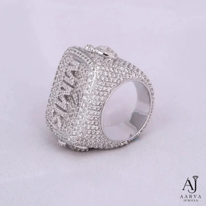 925 Sterling Silver Radiant Cut Moissanite Hip Hop Wedding Band Pave Set Custom <b>Name</b> <b>Ring</b> for Unisex - Product Image 6