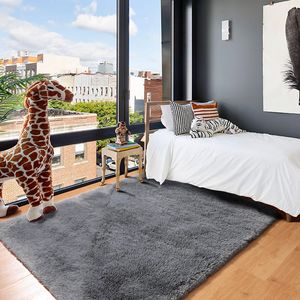 Tappeto Grigio Soffice e Peloso 5x8 ft, Grande Tappeto Antiscivolo per Interni, per Camera da Letto e Soggiorno, Set di Tappeti Morbidi e Confortevoli - Product Image 5