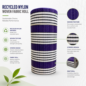 Rouleau de tissu tissé en nylon recyclé pour sacs, ameublement, usage extérieur, motif rayé, durable, textile écologique - Product Image 6