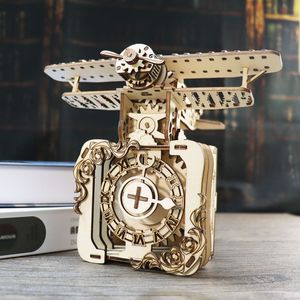 Caja de Música de Madera con Rompecabezas 3D de Avión Estilo Punk, Kit de Ensamblaje Hecho a Mano para Regalos de Días Festivos, Cumpleaños y Navidad con la Frase 'You Are My' - Product Image 1