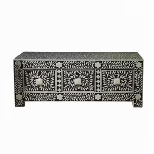 Table en os incrusté de la marque ILAHI, design moderne, détails en agate, rangement, meuble portable pour la maison - Product Image 3