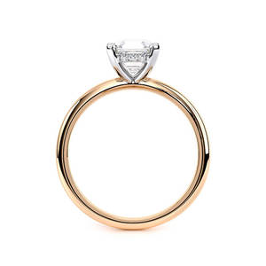 Anillo de compromiso solitario de oro macizo de 14K con diamante de laboratorio talla Asscher, chapado en rodio, corte escalonado cuadrado, para aniversario o boda - Product Image 4