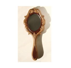 Miroir à main élégant en bois, cadre naturel poli, prise en main confortable, outil de beauté pour le maquillage et le coiffage - Product Image 4