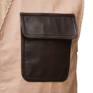 Chaleco de Lona para Hombre con Cierre de Cremallera, Bolsillos de Cuero, Estilo Casual de Otoño, Diseño con Cuello en V, Color Sólido, Chaleco Utilitario - Product Image 3