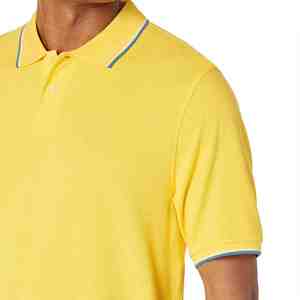 เสื้อโปโลผู้ชายพรีเมียมปี 2026 ผ้าฝ้ายเรียบง่าย สีเหลือง สกรีนโลโก้ได้ ขายส่งจากโรงงาน - Product Image 4