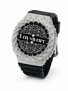 Montre de luxe en moissanite VVS pour hommes et femmes, cadran noir analogique-numérique, sertie de strass, style hip-hop, cadeau - Product Image 5