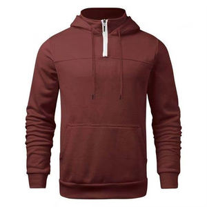 Sweat-shirt à capuche zippé marron pour homme, coupe ajustée, couleur unie, veste en polaire décontractée, vêtements d'automne - Product Image 4