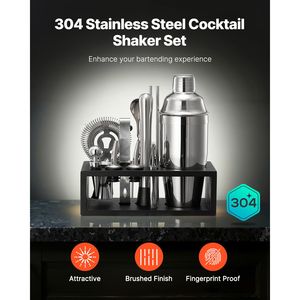 Set da Cocktail in Acciaio Inox 13 Pezzi con Supporto in Bambù, Kit da Barman per Martini e Cucchiaio Miscelatore - per Miscelare Cocktail e Drink - Product Image 3
