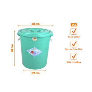 Contenedor de almacenamiento de ingredientes alimenticios de 35L con tapa hermética para restaurantes, cocinas y suministros de catering. - Product Image 2