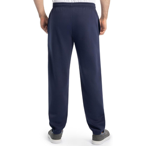 Pantalon de jogging décontracté en coton bleu marine avec taille élastique et poches latérales, en tissu tricoté mi-lourd, idéal pour l'automne - Product Image 2