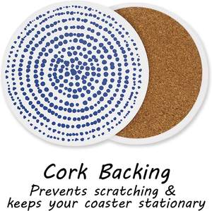 Absorbent <b>Ceramic</b> Drink <b>Coasters</b> with Cork Base Round Stone Table Protection Mats for Coffee Mugs Cups - Product Image 4