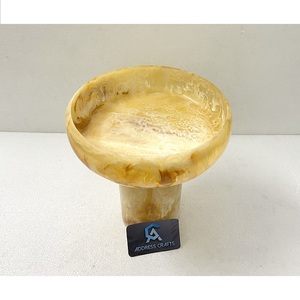 Vente en gros de bols à pieds en résine jaune durable, de forme ronde, de style artistique, pour dattes, au design moderne, pour le service alimentaire, vaisselle - Product Image 1