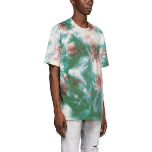 Camiseta de algodón personalizada con efecto tie-dye frontal, cuello redondo, manga corta, estilo oversize, informal, hip hop, 180g, ropa urbana al por mayor para hombre - Product Image 3