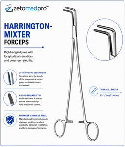HARRINGTON MIX(T)ER Pince à mâchoires coudées à dents longitudinales et pointe à dents croisées, longueur totale 12-1/2 po (31,8 cm) ZETOMEDPRO - Product Image 2