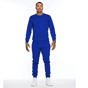 Survêtement en coton blanc pour homme, col rond, manches longues, couleur unie, décontracté, avec poches latérales - Product Image 5