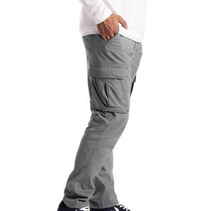 Pantalon cargo décontracté en toile pour homme, coupe droite, robuste, avec patch en cuir personnalisé, style workwear classique, poches fonctionnelles - Product Image 2