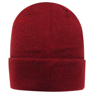 Unisex Solid Color Beanie Hat 100% Acrylic Knitted <b>Winter</b> <b>Cap</b> for Adults Casual Style Red Cuff Design - Product Image 3