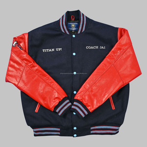 Vente en gros de veste universitaire d'hiver pour hommes broderie personnalisée en laine et cuir Streetwear avec col montant enduit traitement - Product Image 1