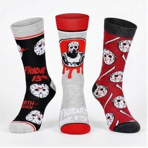 Calcetines Friday The 13th con diseño de personajes, transpirables, de poliéster y elastano, calcetines informales para adultos, temporada de otoño - Product Image 1