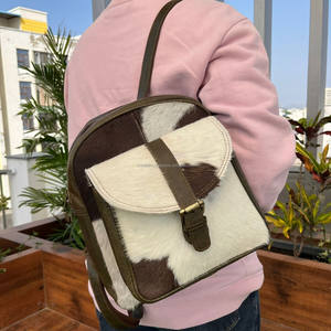 Western Unisex Mini Backpack High Quality Cowhide Genuine Leather RFID <b>Feature</b> Zipper Luxury Casual Western-Inspired Style - Product Image 4