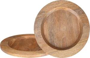 Assiette de service en bois finition naturelle, idéale pour la vaisselle de restaurant élégante et comme plateau de service raffiné - Product Image 5