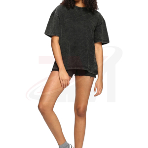 T-shirt surdimensionné personnalisé pour femme, en coton lavé, coupe ample, style streetwear, fabricant et fournisseur de vêtements OEM ODM - Product Image 1