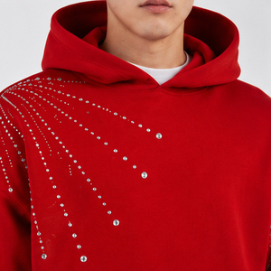 Nouveau style, prix de gros, survêtement imprimé strass délavé à l'acide, style urbain, pull à manches longues pour homme, survêtement strass - Product Image 3