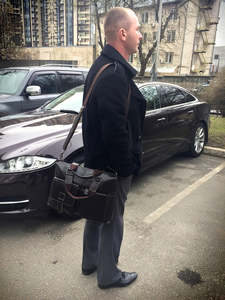 High Quality Top Grain Leather Men's Business Briefcase Multi Pocket Executive Office Messenger with Shoulder Strap - Product Image 6