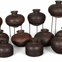 Pot à eau rond vintage en fer avec support, pot de fleurs, vase pour entrée de porte, coin de jardin, salon, décoration intérieure