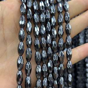 Cuentas facetadas de hematita, piedras preciosas naturales ovaladas, hilo de cuentas para la fabricación de joyas y manualidades DIY. - Product Image 5