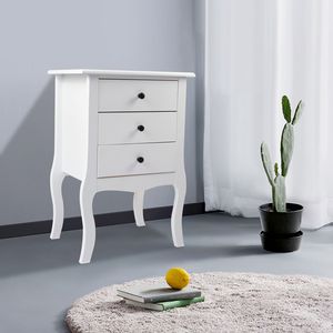 European Style <b>White</b> YJ Three Pumps <b>Bedside</b> Table Elegant Nightstands - Product Image 3