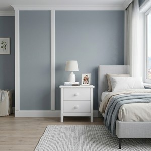Modern White Solid New Zealand Pine Nightstand with 2 Drawers Scandinavian Bedroom Furniture <b>Storage</b> <b>Side</b> <b>Table</b> - Product Image 2