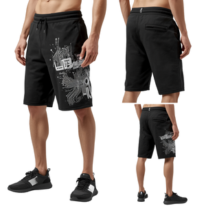 Shorts Bermuda pour Homme Noir à Imprimé Circuit, Taille à Cordon, Poches, Tenue Décontractée, Taille Mi-Haute, Tissu Tricoté Respirant - Product Image 6