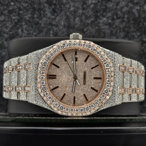 Luxury High Quality Iced Moissanite Ceramic <b>Case</b> Stainless Steel & Moissanite Band 20mm Analog Hip Hop Style Mechanical <b>Watch</b> - Product Image 5